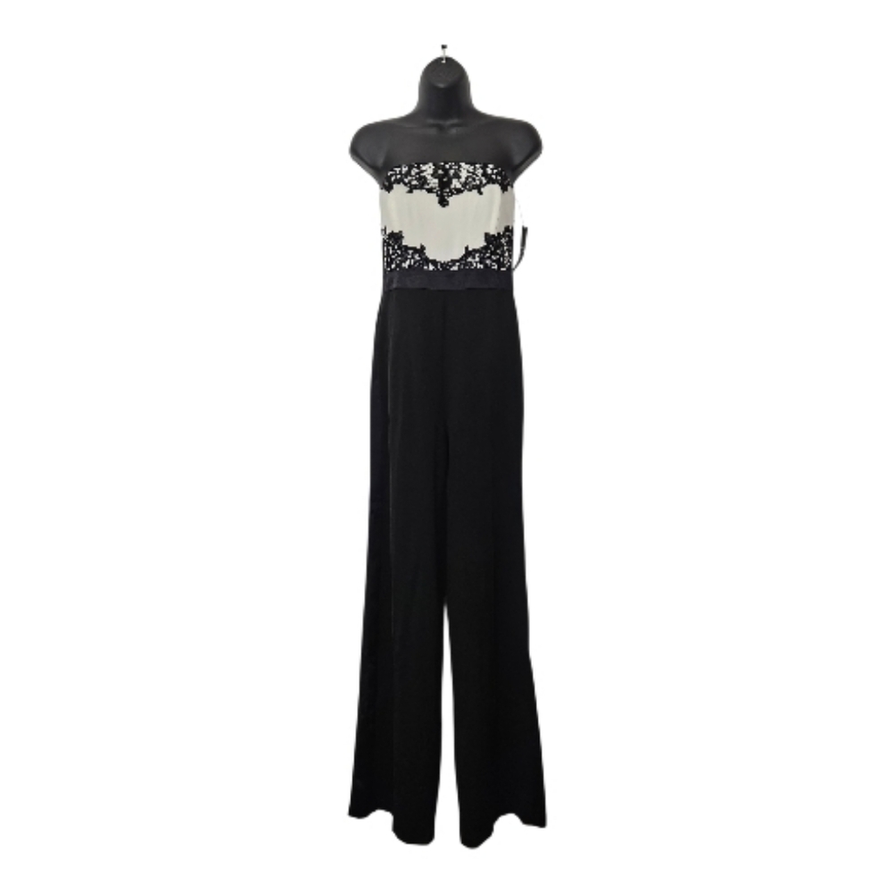 New York & Company Black and White Lace Jumpsuit